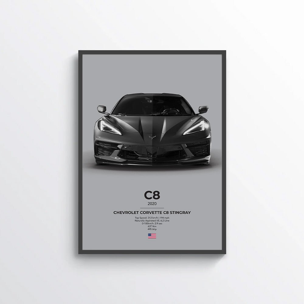 Chevrolet Corvette C8 Stingray Poster - car - artistry