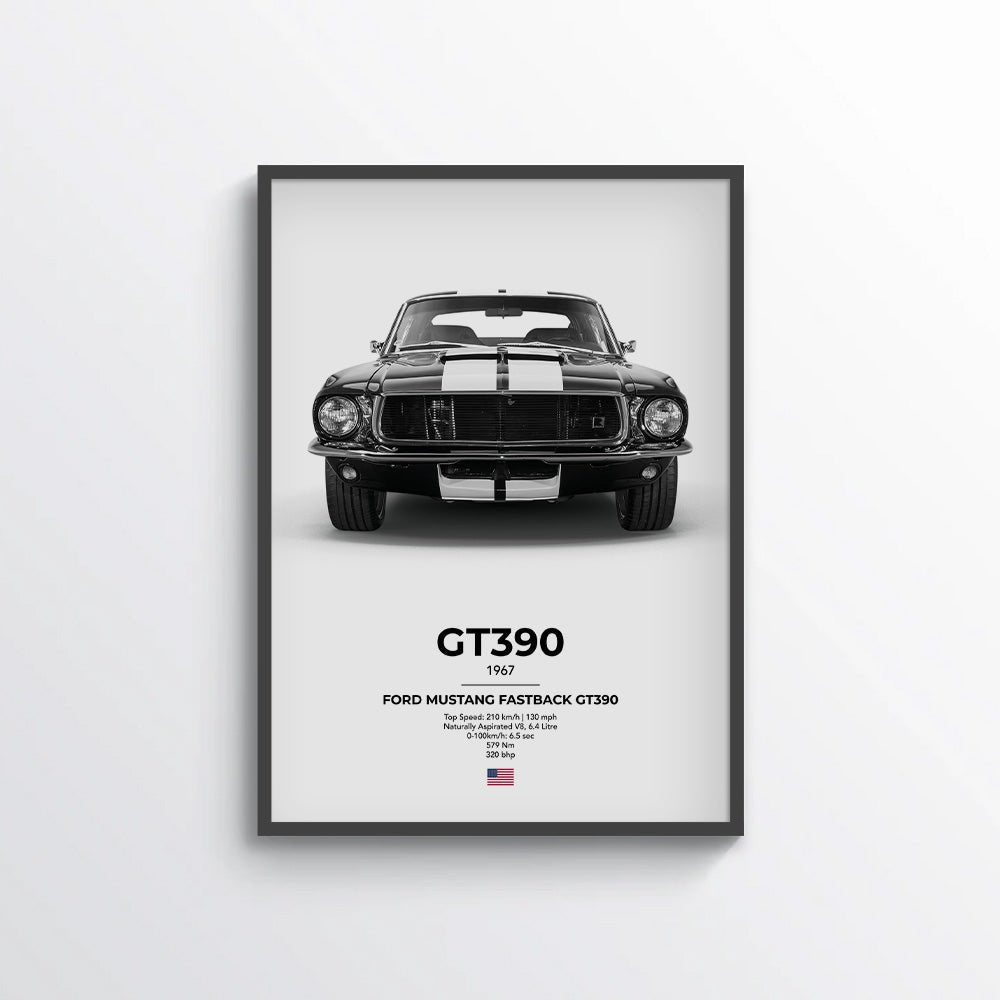 Ford Mustang Fastback GT390 Poster - car - artistry