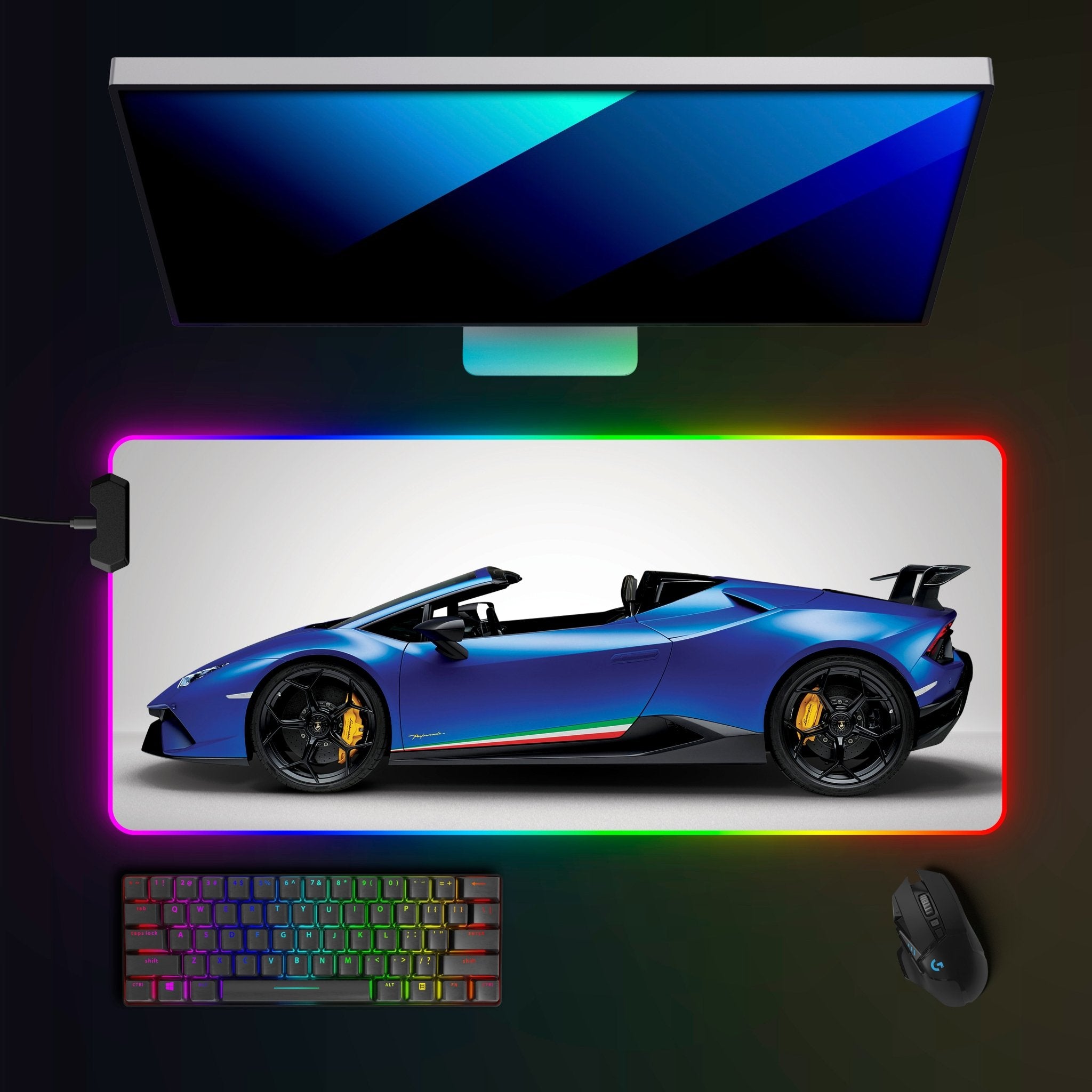 Lamborghini Huracan Performante Spyder RGB Mousepad - car - artistry