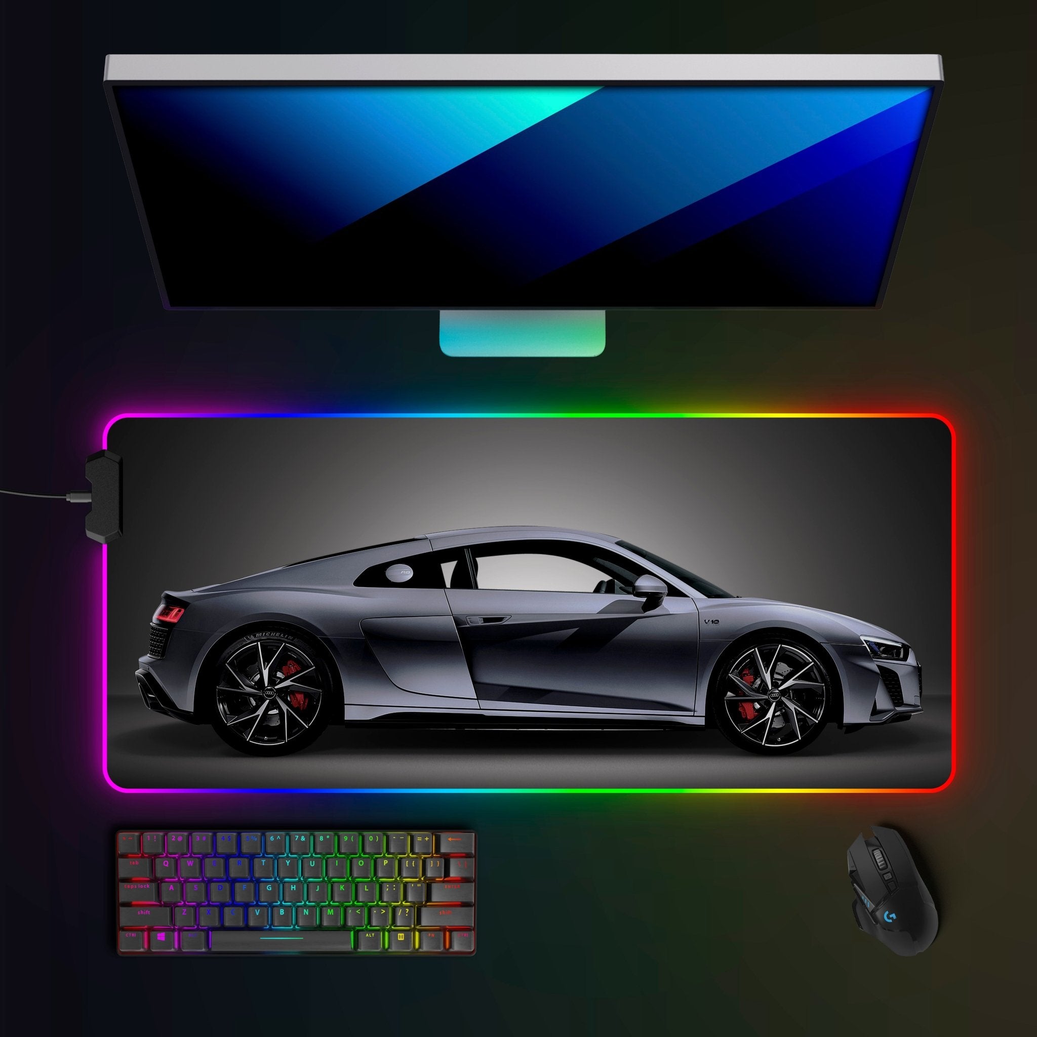 Audi R8 V10 RGB Mousepad - car - artistry