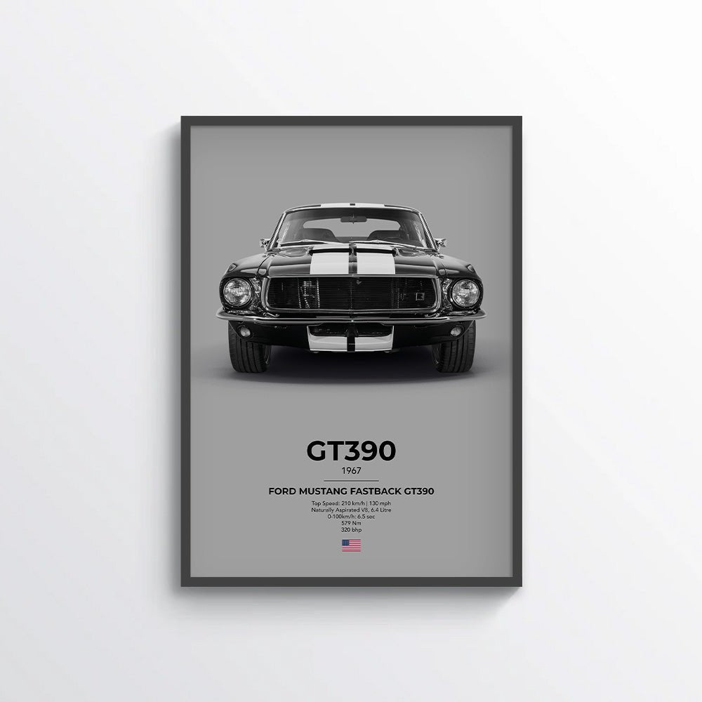Ford Mustang Fastback GT390 Poster - car - artistry