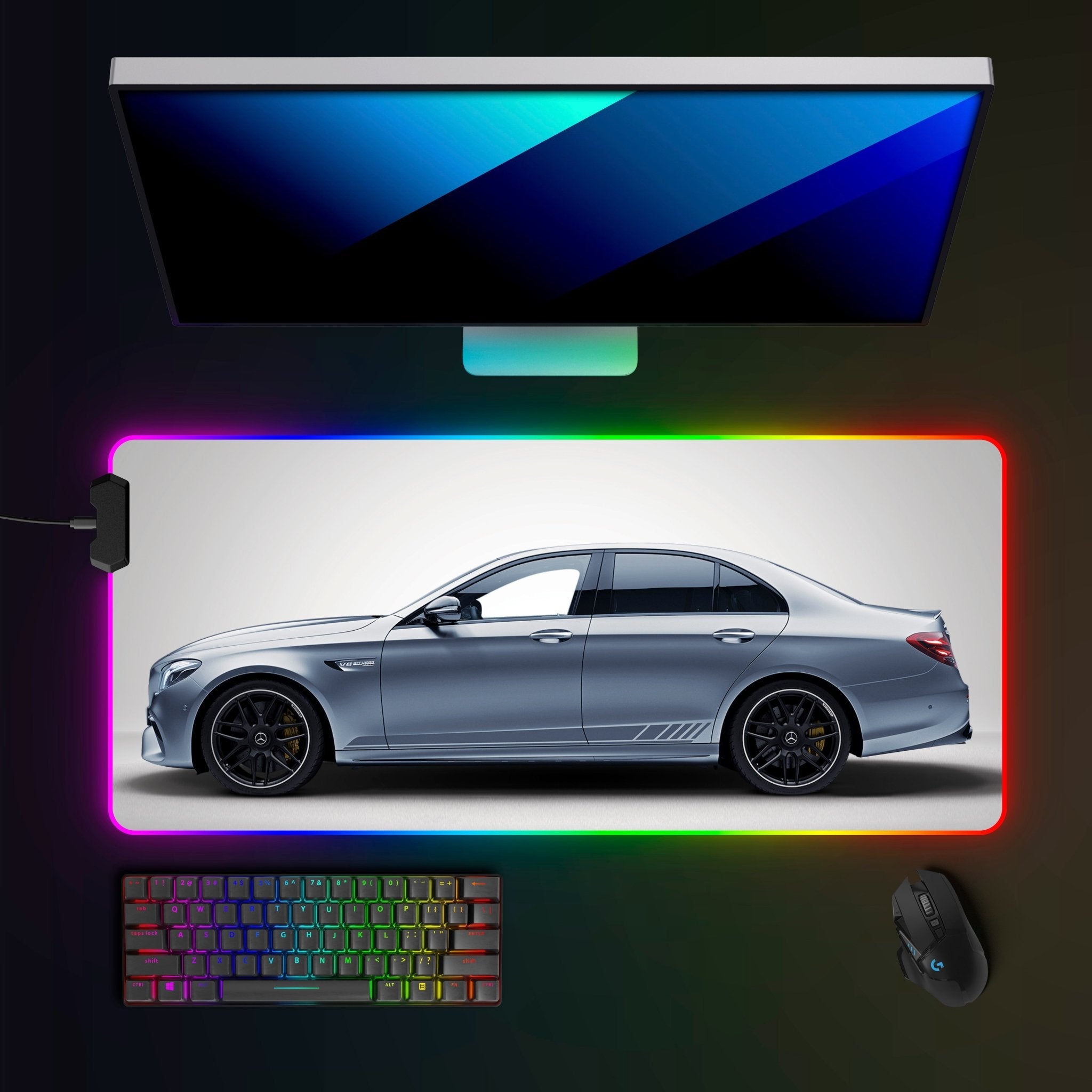 Mercedes E63 AMG RGB Mousepad - car - artistry