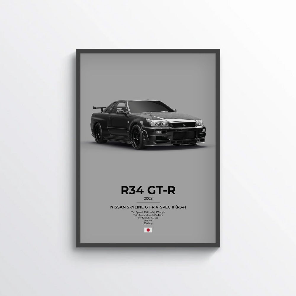 Nissan Skyline GT - R V - Spec II (R34) Poster - car - artistry